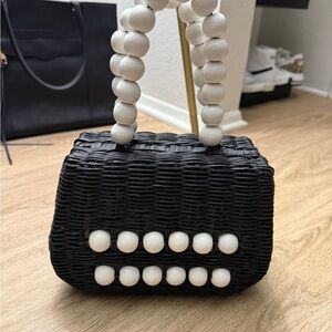 Brand New Anthropologie Wicker and Beaded Bag